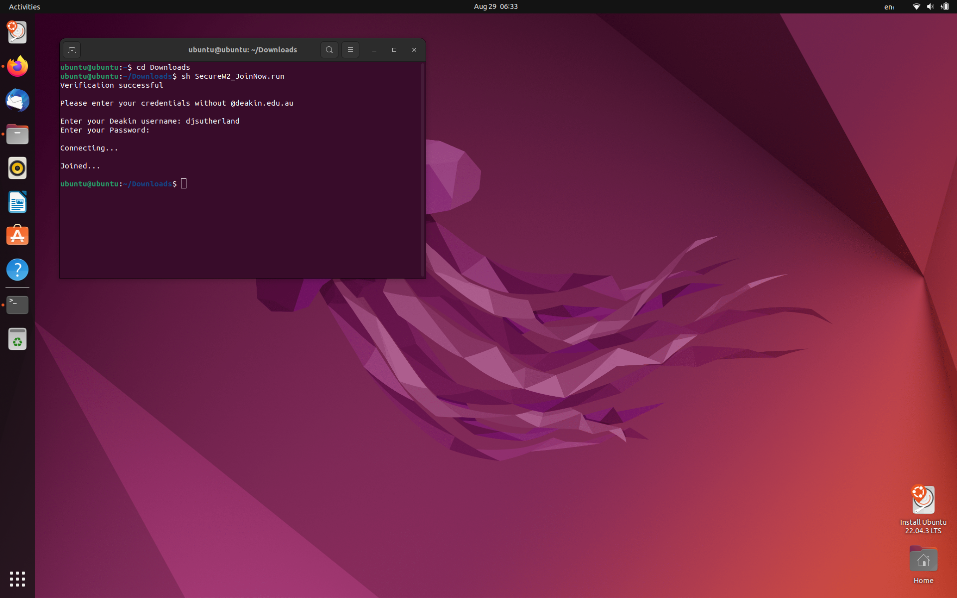 Deakin Setup Terminal